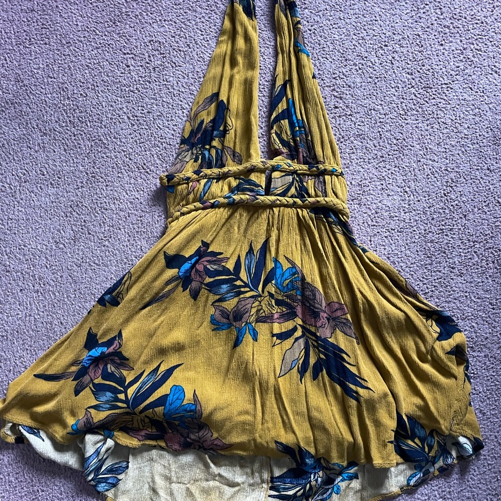 ILLA ILLA Mustard and Navy Floral Dress
